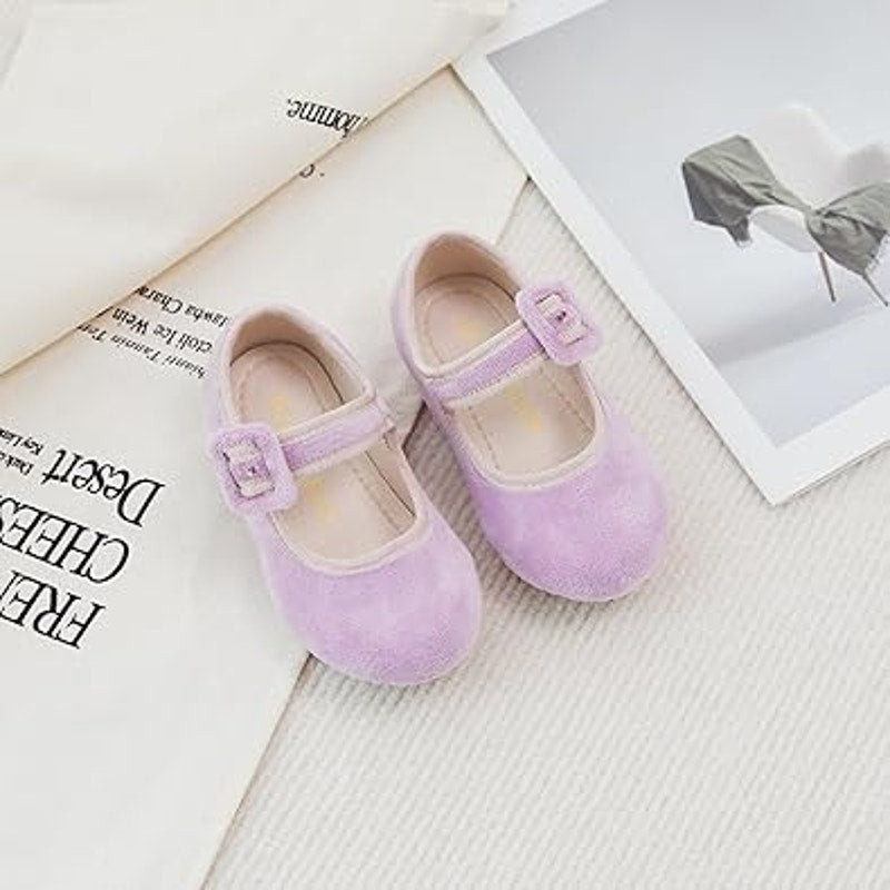 Kiderence Toddler Girls 8 Purple Mary Jane Ballet Flats Latch & Hook Close Shoes