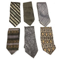 Lot of 6 Green Silver Polka Dot Stripe Geometric Vintage & Newer Mens Neck Ties