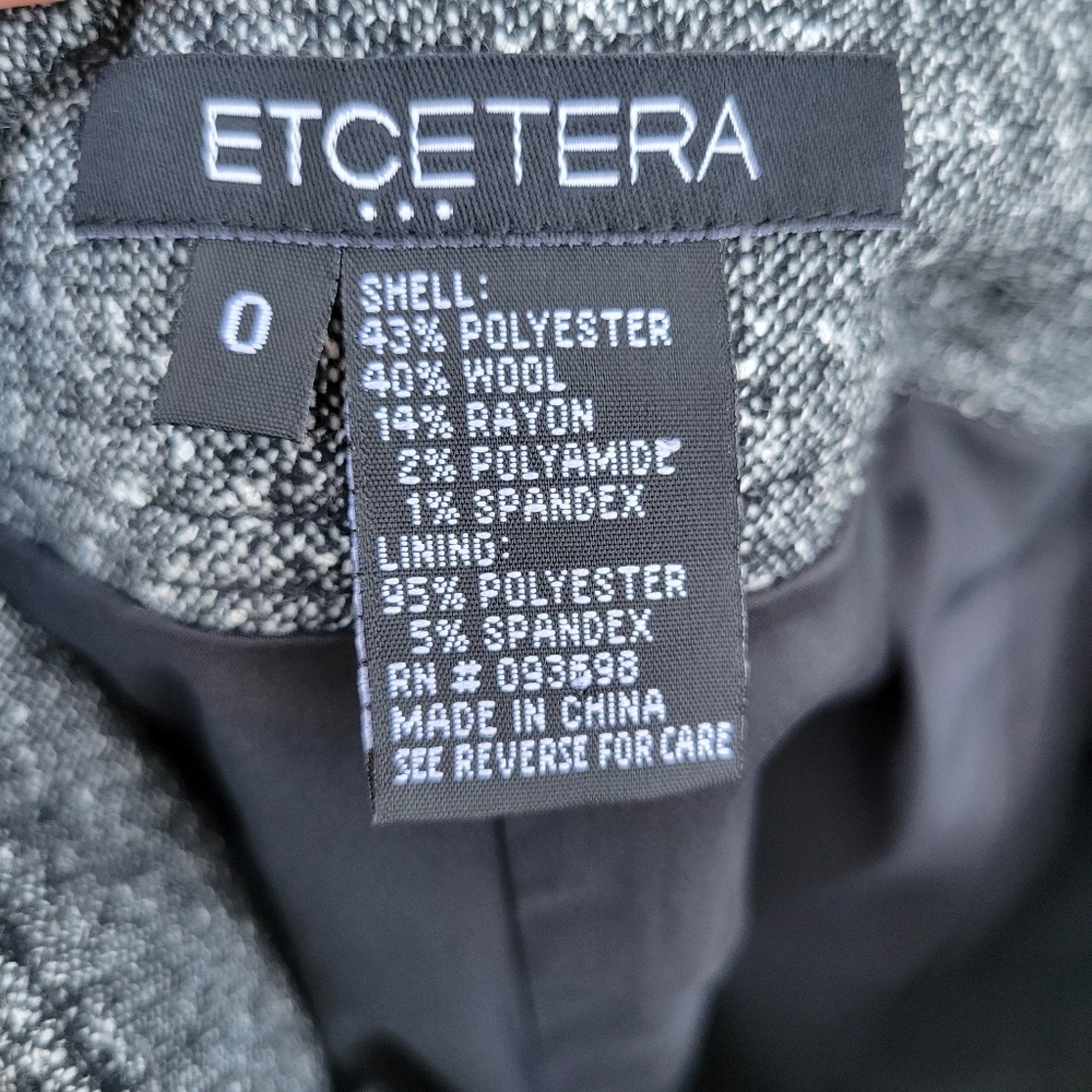 Etcetera Womens Size 0 Gray Black Embroidered Paisley Wool Blend Dress Pants