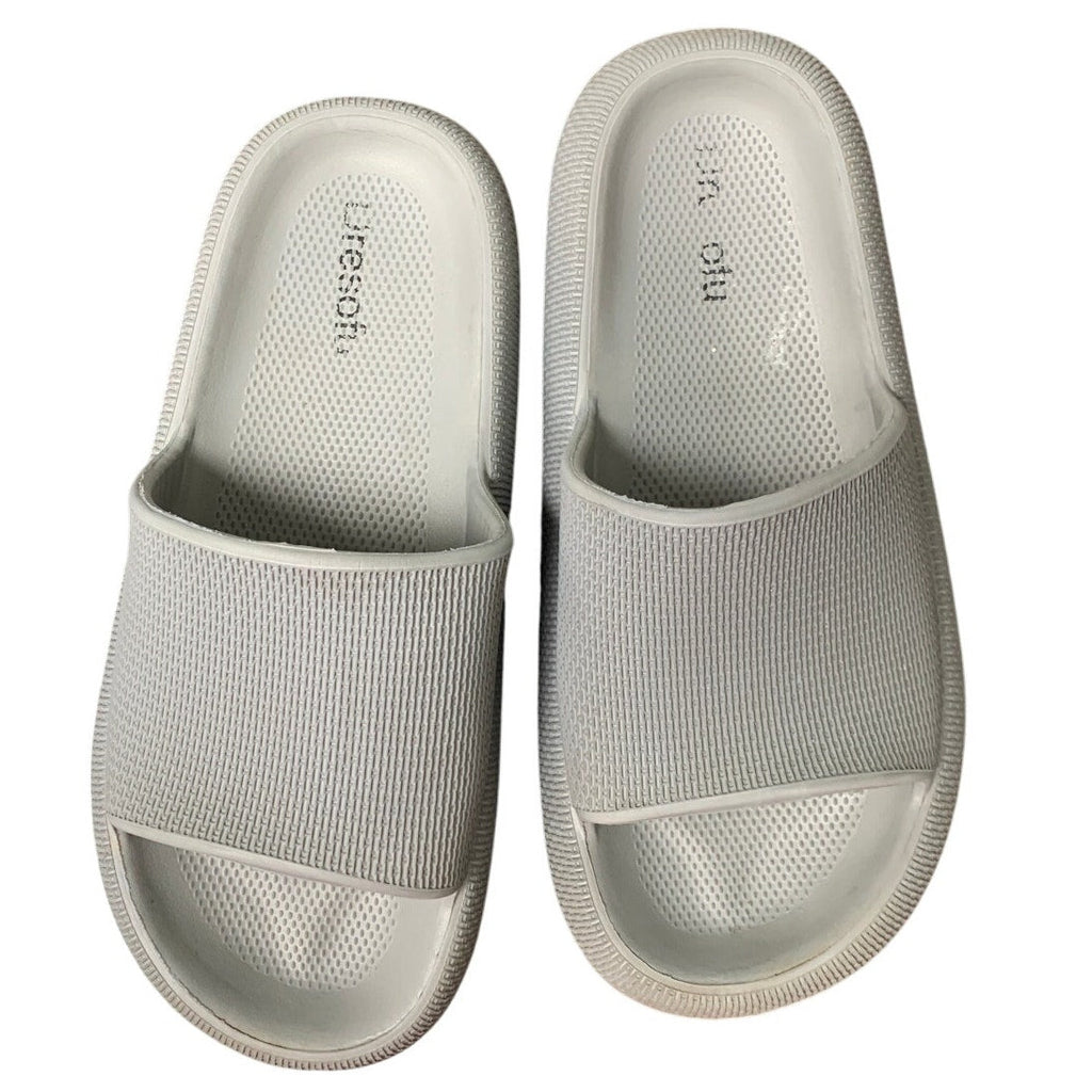 Mens Size 9.5 Gray Slide On Sandals Open Round Toe Thick Sole Shower Clog Shoes
