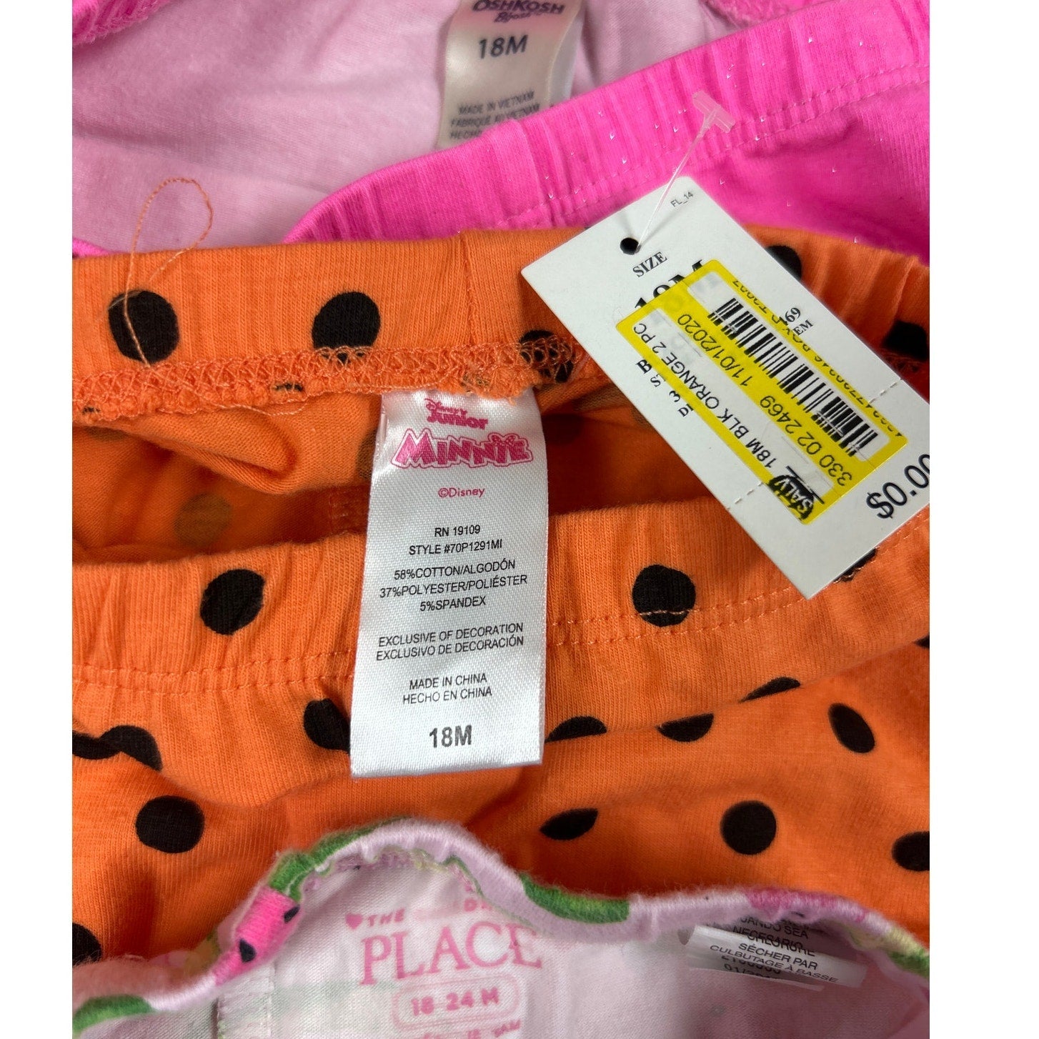 Lot of 9 Baby Girls 18 Months Watermelon Floral Glitter Polka Dot Cheetah Pants