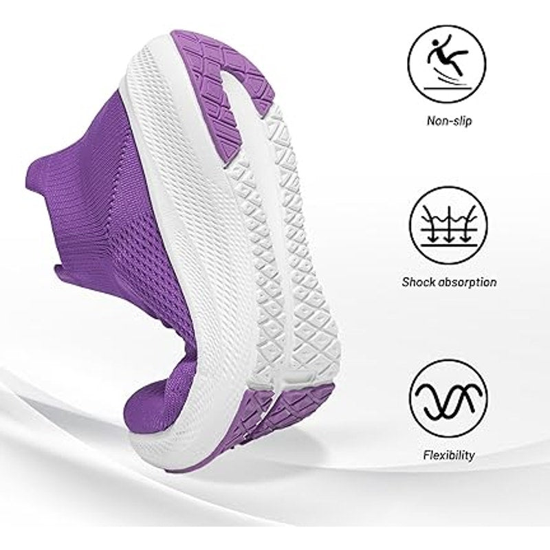 Shulook Womens Size 10.5 Purple Mesh Slip On Breathable Comfort Walking Shoes