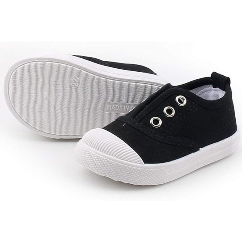 New DADAWEN Toddler Boys Size 11 Black Canvas Slip-On Low Top Sneakers w Flaw
