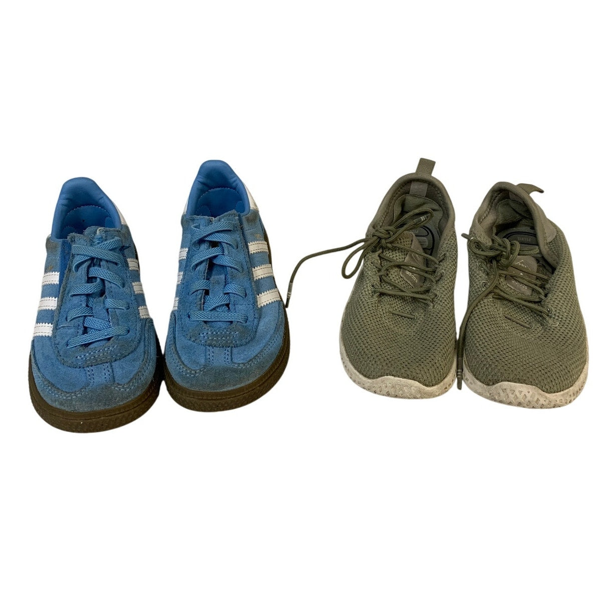 2 Pairs Adidas Boys Size 10 Blue Tan Pharrell Williams Ortholite Sneaker Shoes