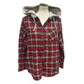 New Time and Tru Womens Small Long Sleeve Plaid Flannel Cotton Blend Hoodie
