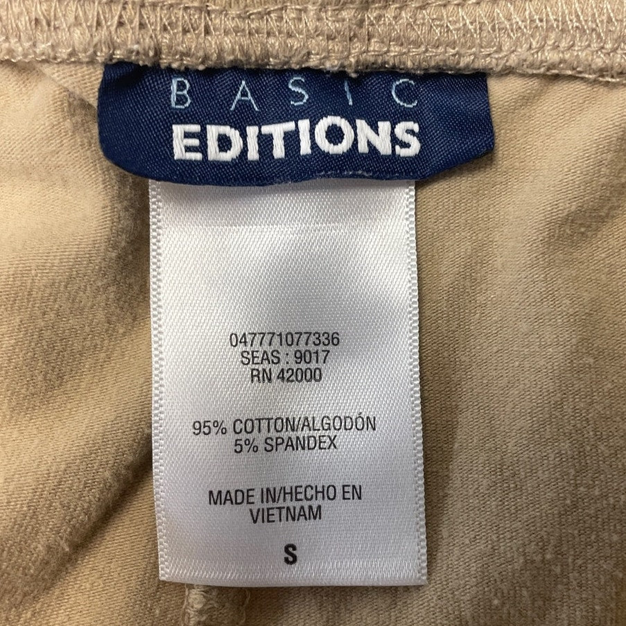 Basic Editions Alfred Dunner Small 10P Elastic Waist Khaki Denim Cropped Capris