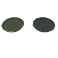 Pair of Vintage Dark Green Melamine Plastic Floral Round Coasters