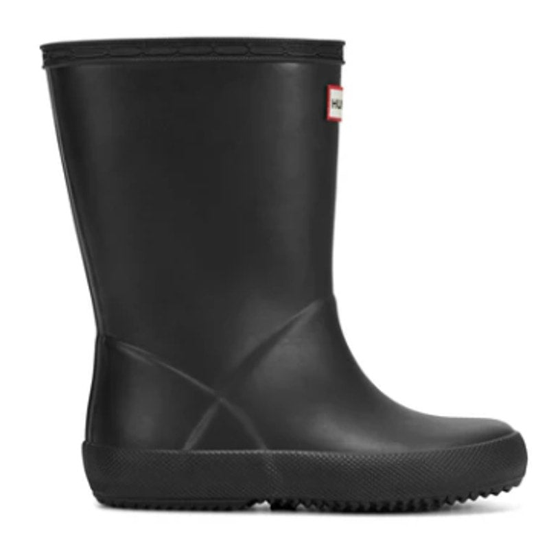 New Hunter Kids First Classic 8/9 Black Pull On Waterproof Wellies Rain Boots