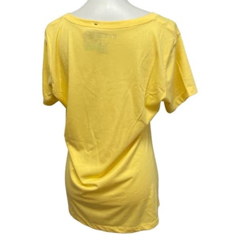 New Hand Printed Dandelion Womens Medium Cotton Blend Short Sleeve VNeck Tee