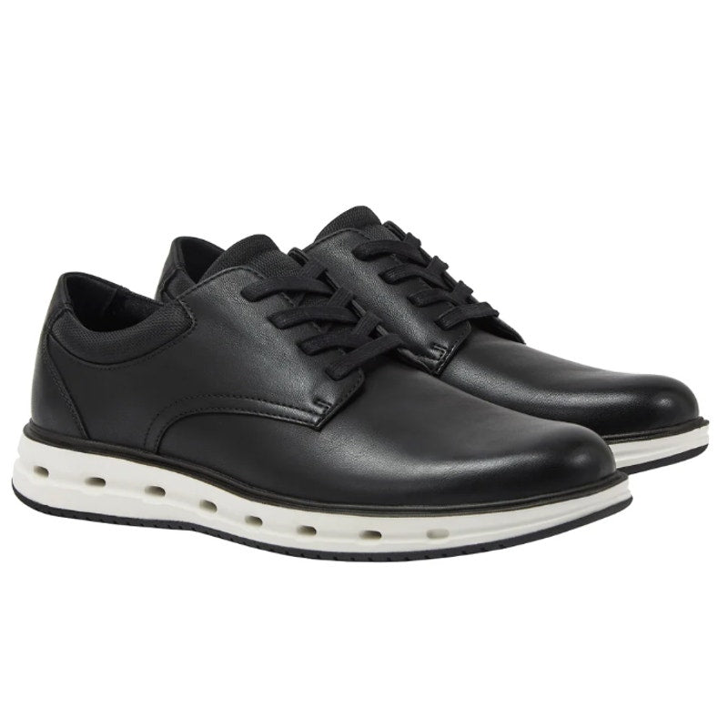 New In Box Lands End Mens Size 9.5 Black Faux Leather Lace Up Sport Oxford Shoes