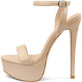 Merumote Womens Size 6.5 Tan 6" Platform Heel Open Toe Ankle Strap Sandal Shoes