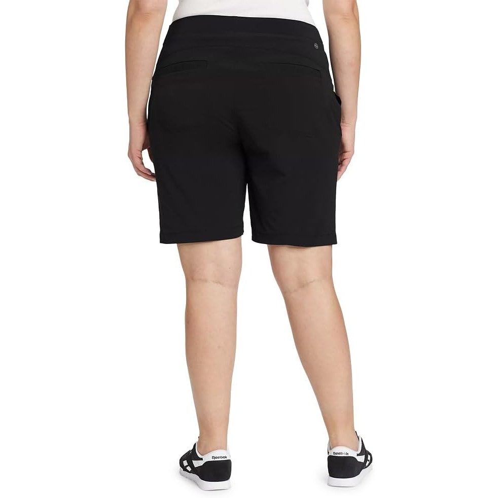 New Eddie Bauer Women Size 0 Black High Rise Fitted Nylon Horizon Bermuda Shorts