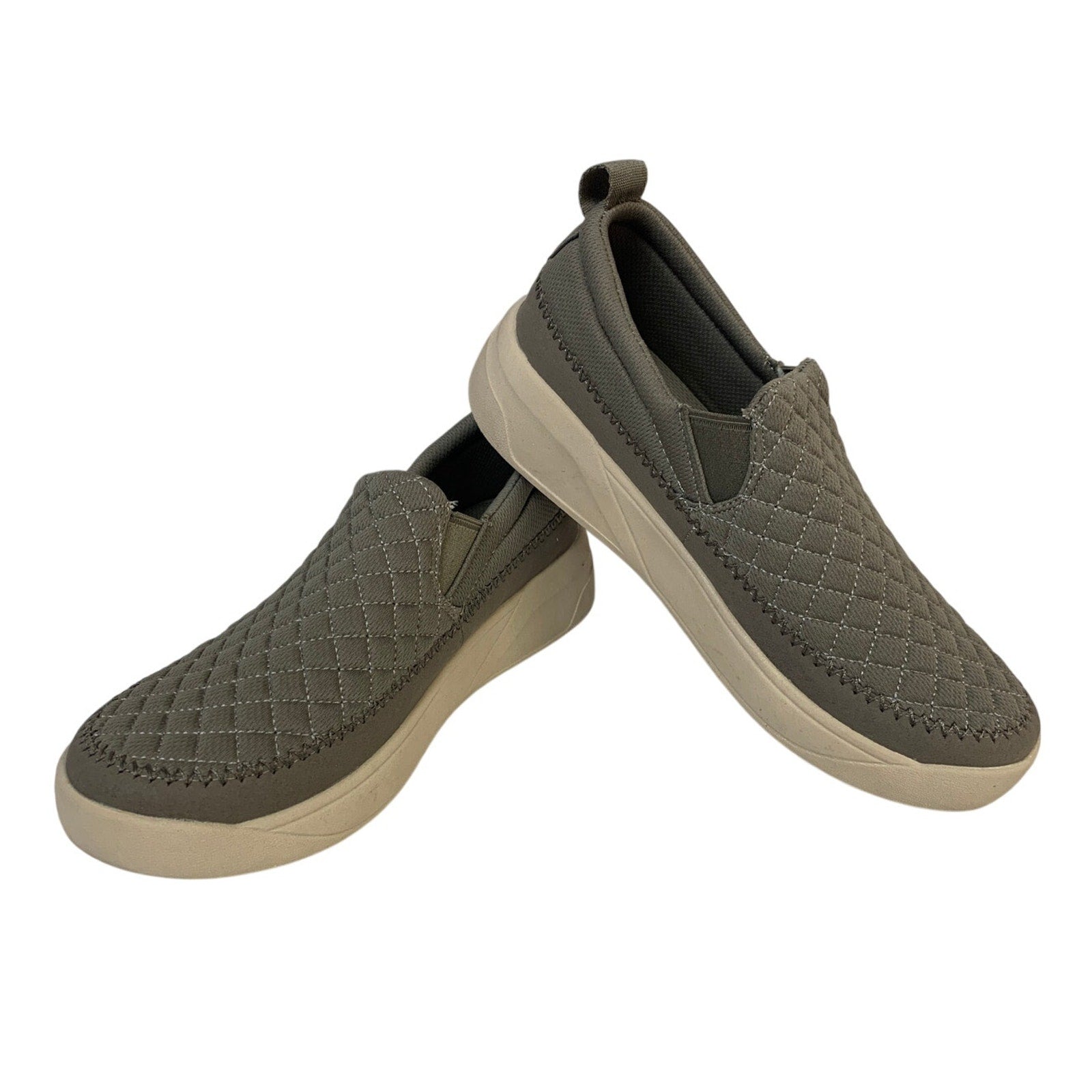 Staheekum Womens Size 7 Taupe Sneakers Quilted Slip On Round Toe Shoes