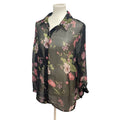 Fashion Bug Womens 14W 16W Sheer Floral Long Sleeve Polyester Button Down Blouse