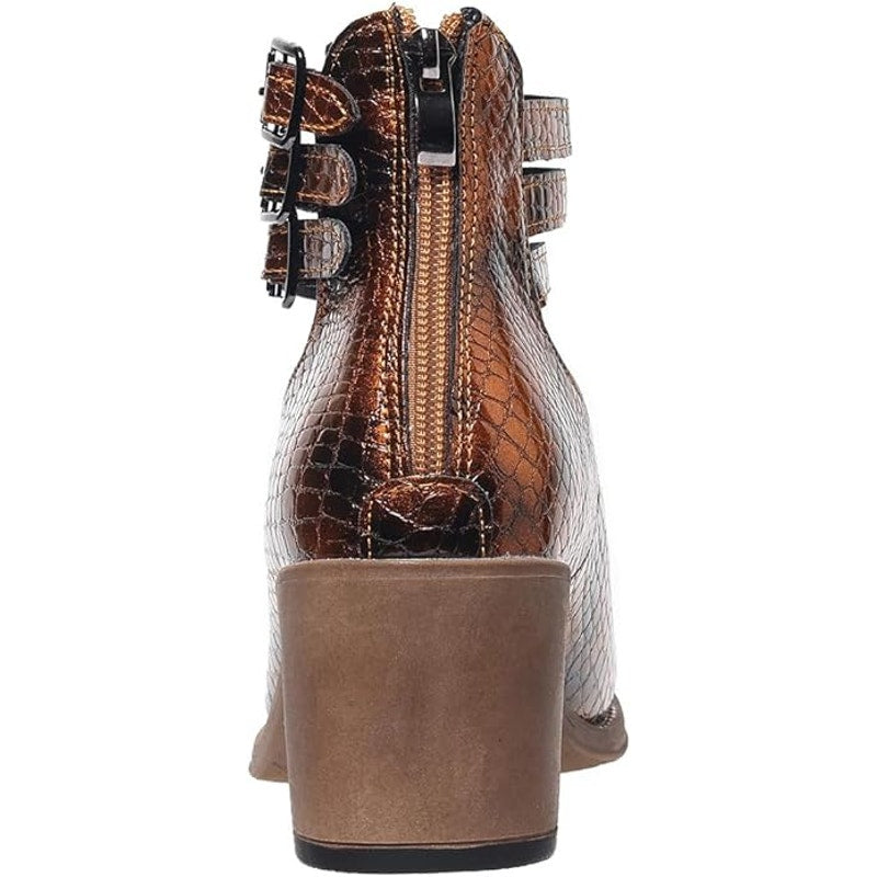 Womens Size 9.5 Copper Black Faux Snake Skin 2.5" Block Heel Mary Jane Shoes