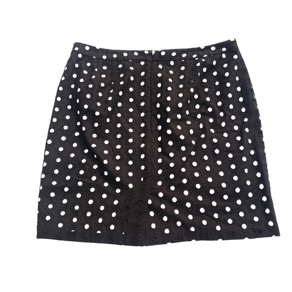 Ann Taylor LOFT Womens Size 6 Black White Eyelet Lace PolkaDot Mini Pencil Skirt