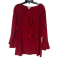 Dress Barn Womens 3X PolySpandex Long Sleeve Red Ruffled V Neck Flowy Blouse