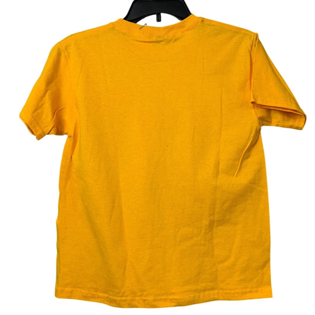 New Hand Printed Youth Medium Yellow Save Planet Earth Crew Neck Tee Shirt