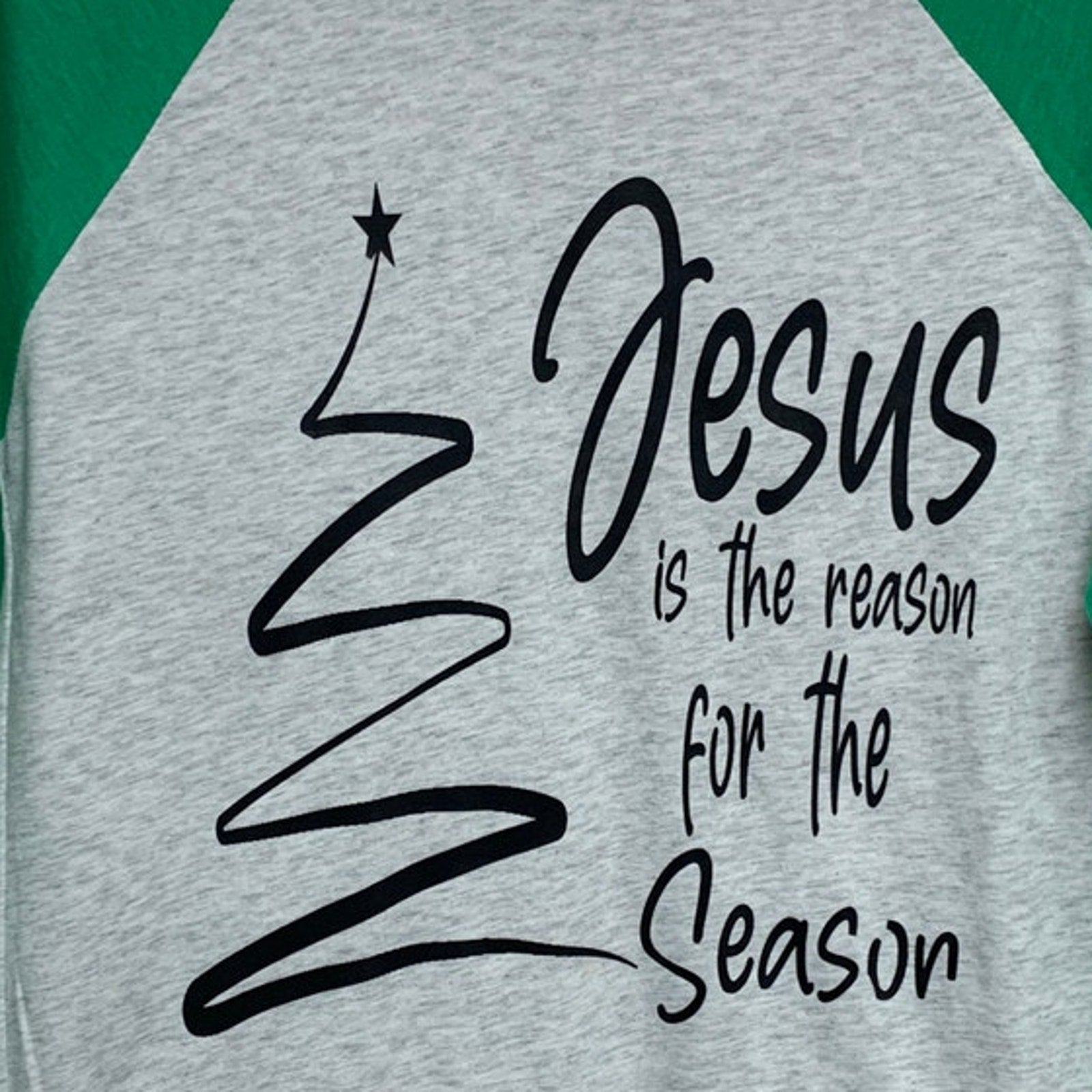 New Hand Printed Womens Large Jesus Is The Reason For The Season Christmas Tee