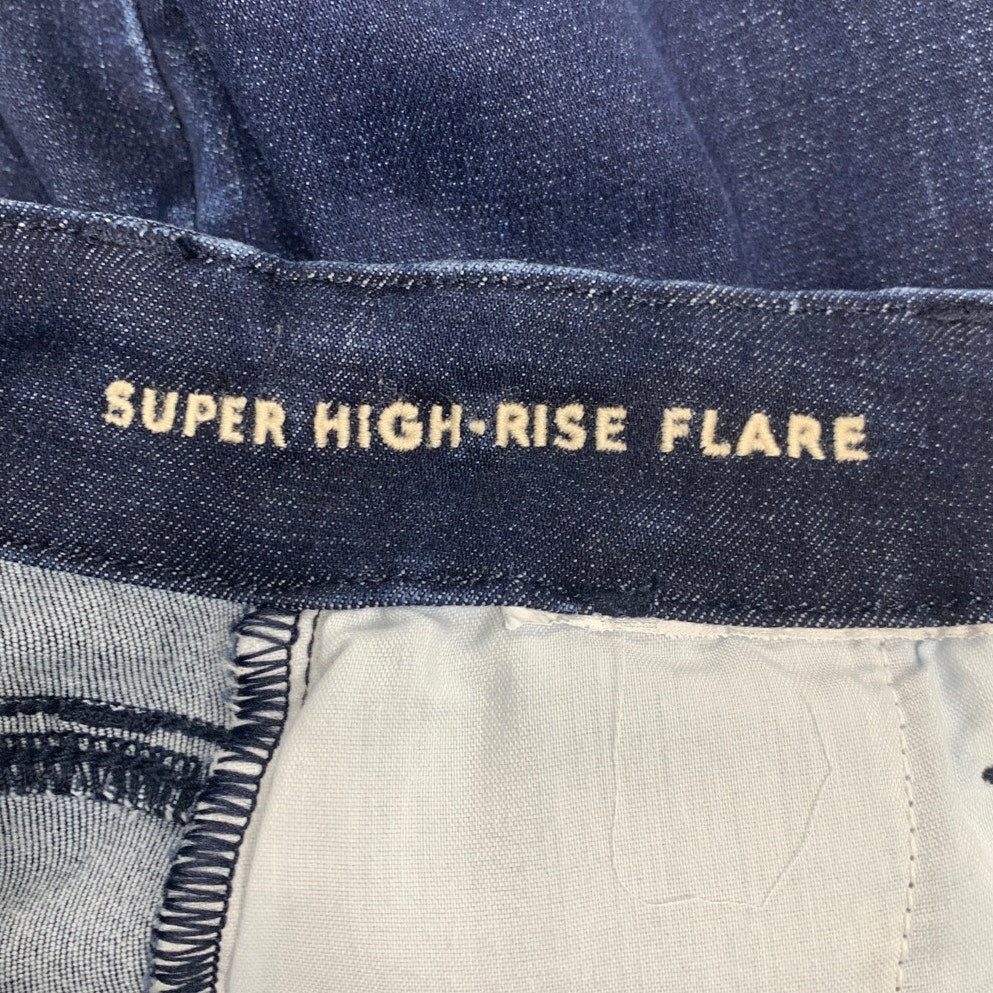 New American Eagle Women Size 4 Super High Rise Flare Dark Ash Denim Blue Jeans