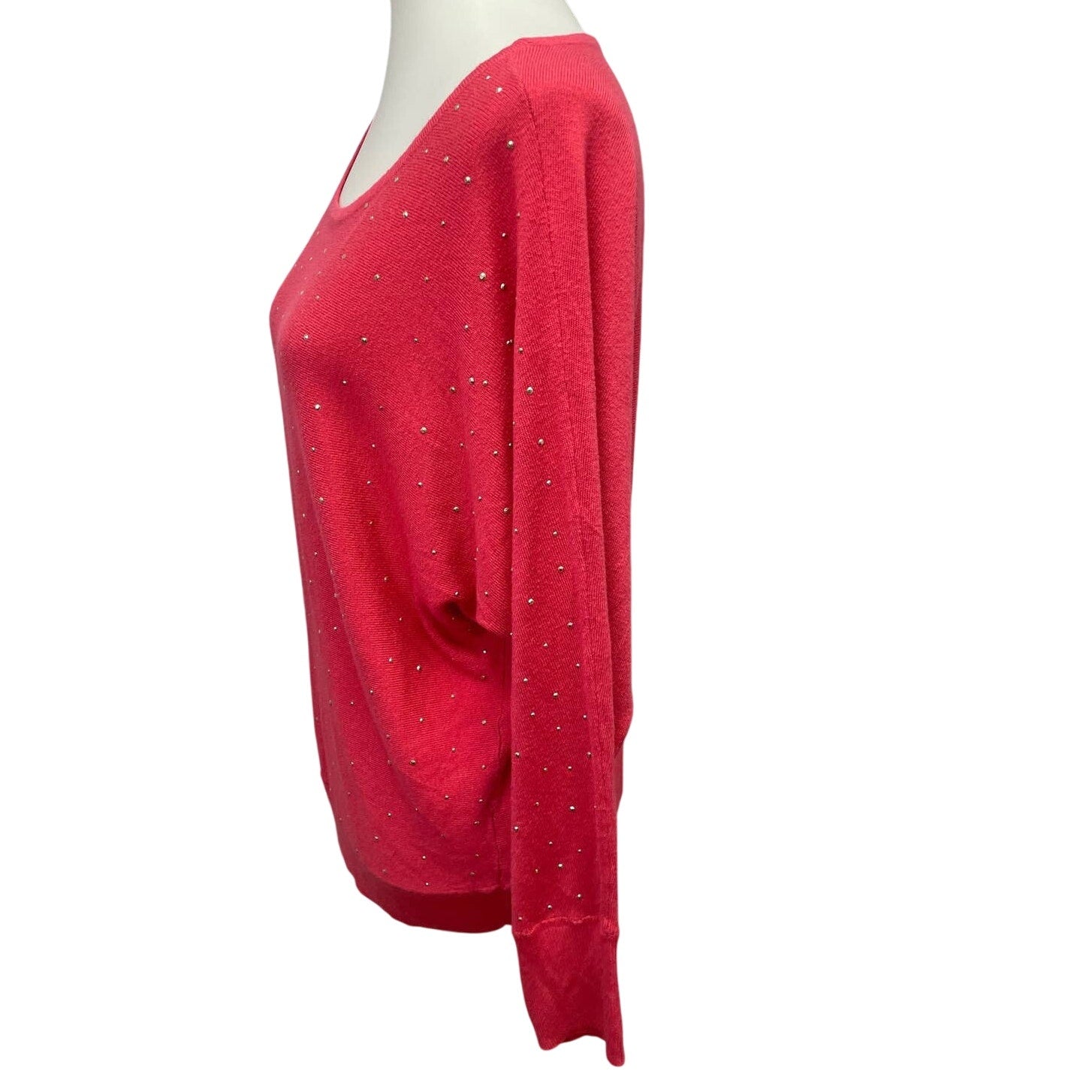 New York & Company Womens XL Long Sleeve Scoop Neck Gold Studded Sweater