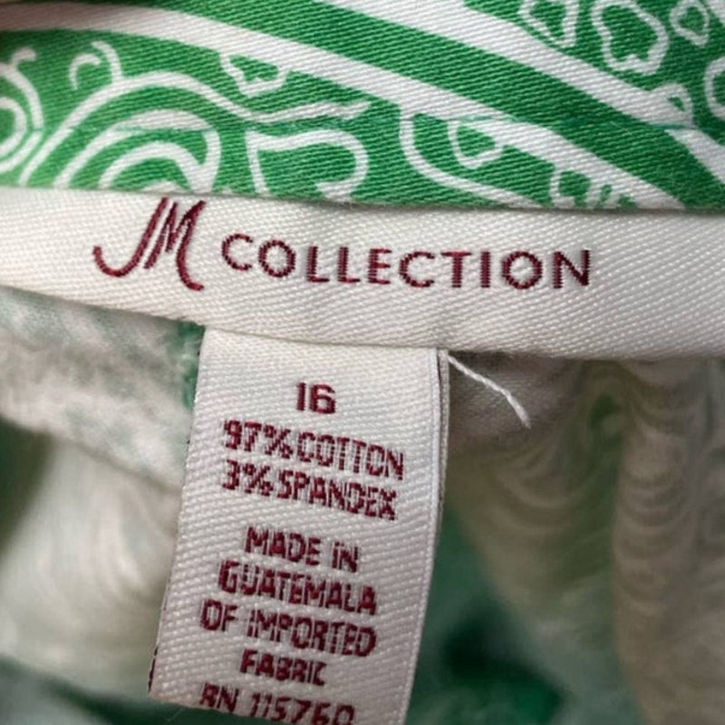 JM Collection Womens Size 16 Stretch Cotton Paisley Back Elastic Waist Capris