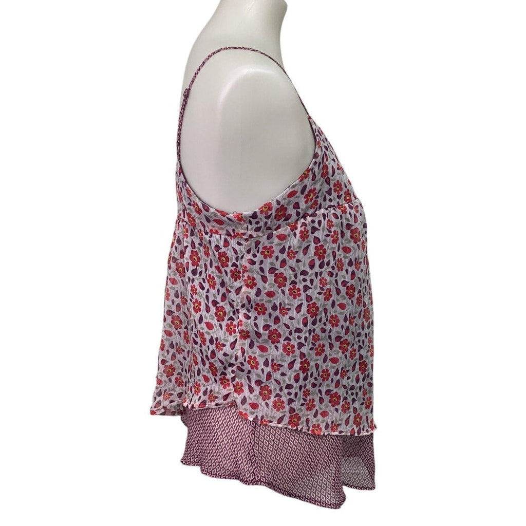 Faded Glory Womens Medium 100% Polyester Floral Spaghetti Strap Tank Top
