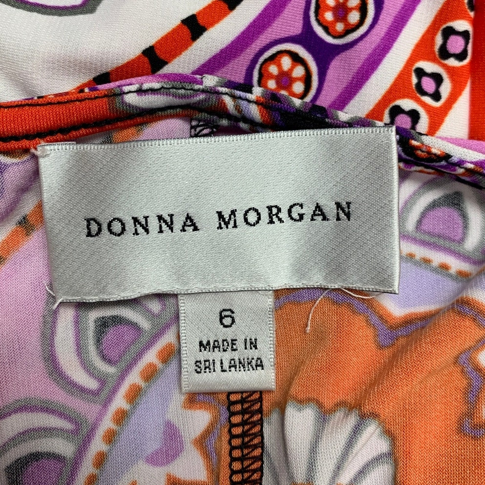 Donna Morgan Womens Size 6 PolySpandex Floral Mandala Long Sleeve Sheath Dress