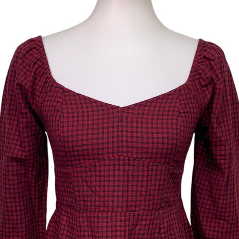 New American Eagle Womens Small 100% Cotton Long Sleeve Plaid Dress