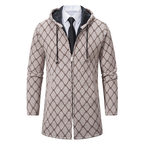Men's Mid-length Sweater Fashion Casual Hooded Coat