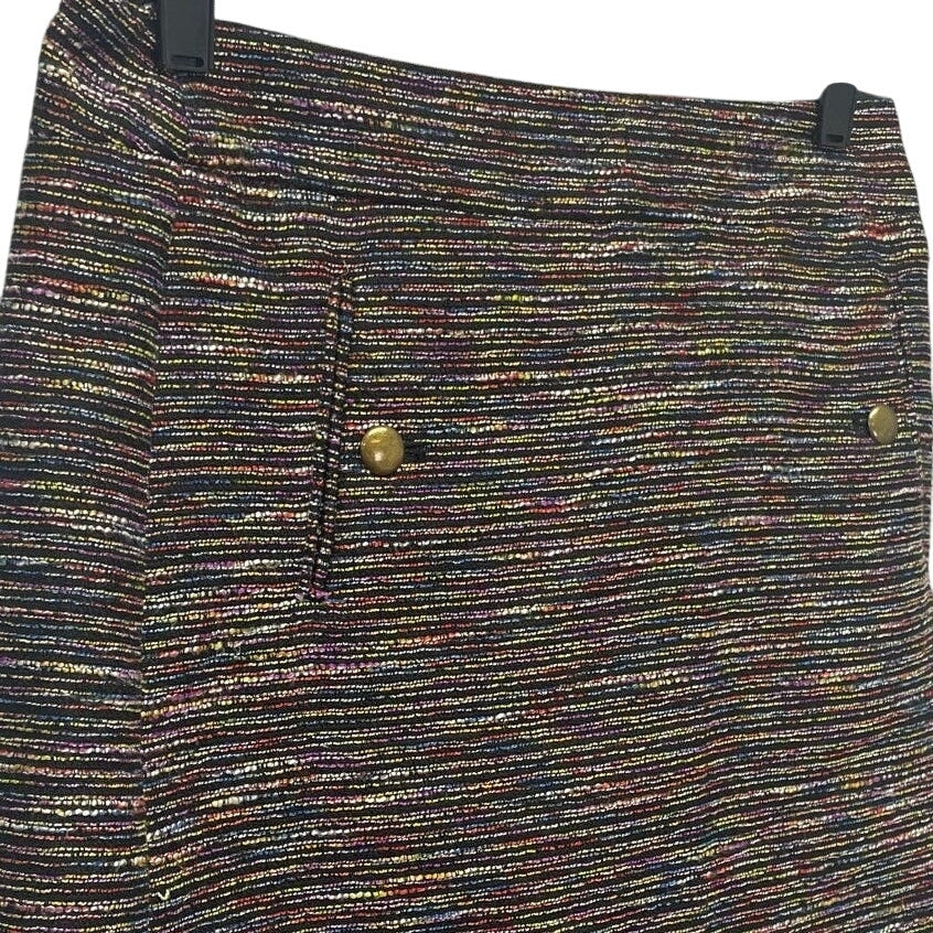LOFT Womens Size 0 Color Slub Polyester Blend Lined Career Short Pencil Skirt