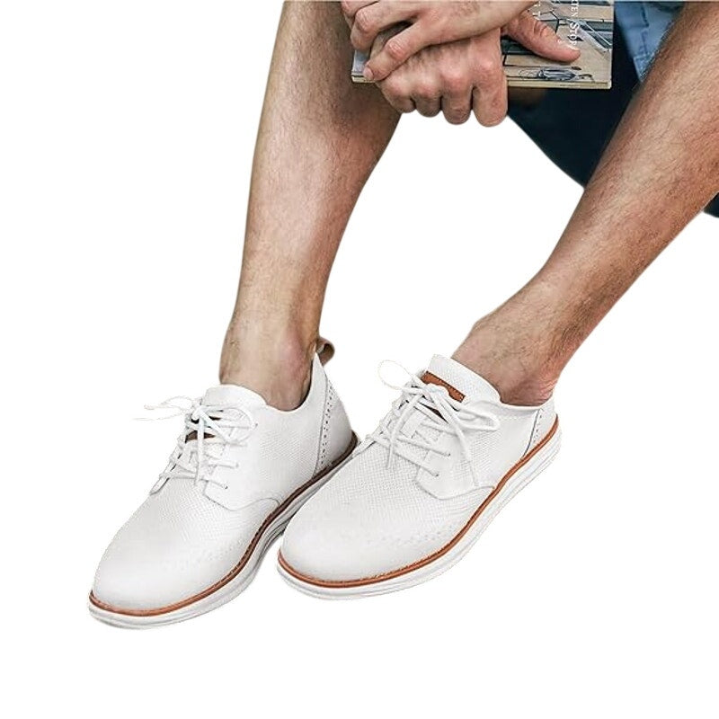 Bruno Marc Mens Size 12 White Oxford Sneakers Closed Round Toe Lace Up Shoes