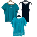 Lot of 3 Womens XL Short Sleeve Tank Top Layered Look Front Tie Tee Shirts