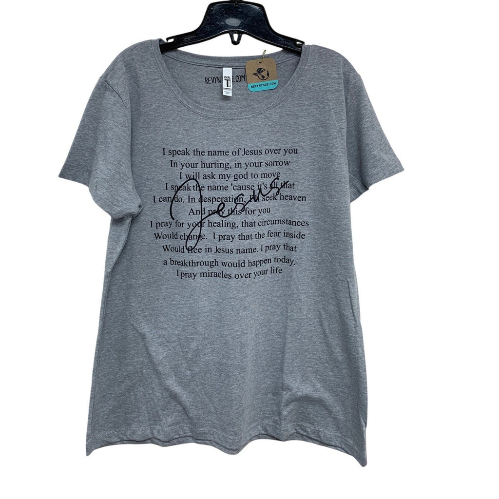 New Hand Printed Womens XXL Heathered Jesus Bible Prayer Short Sleeve Tee Shirt