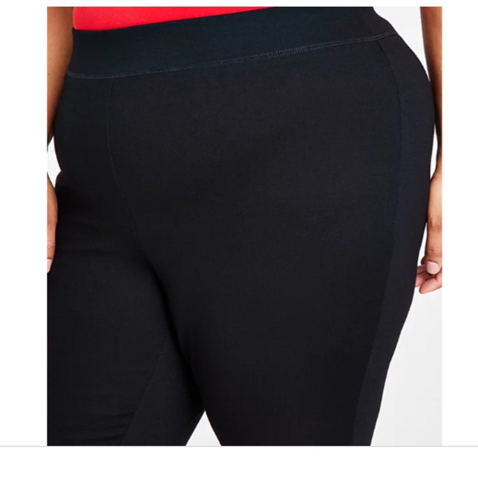 INC Womens Plus Size 26WP Skinny Pull-On Mid Rise Basic Black Ponte Pants
