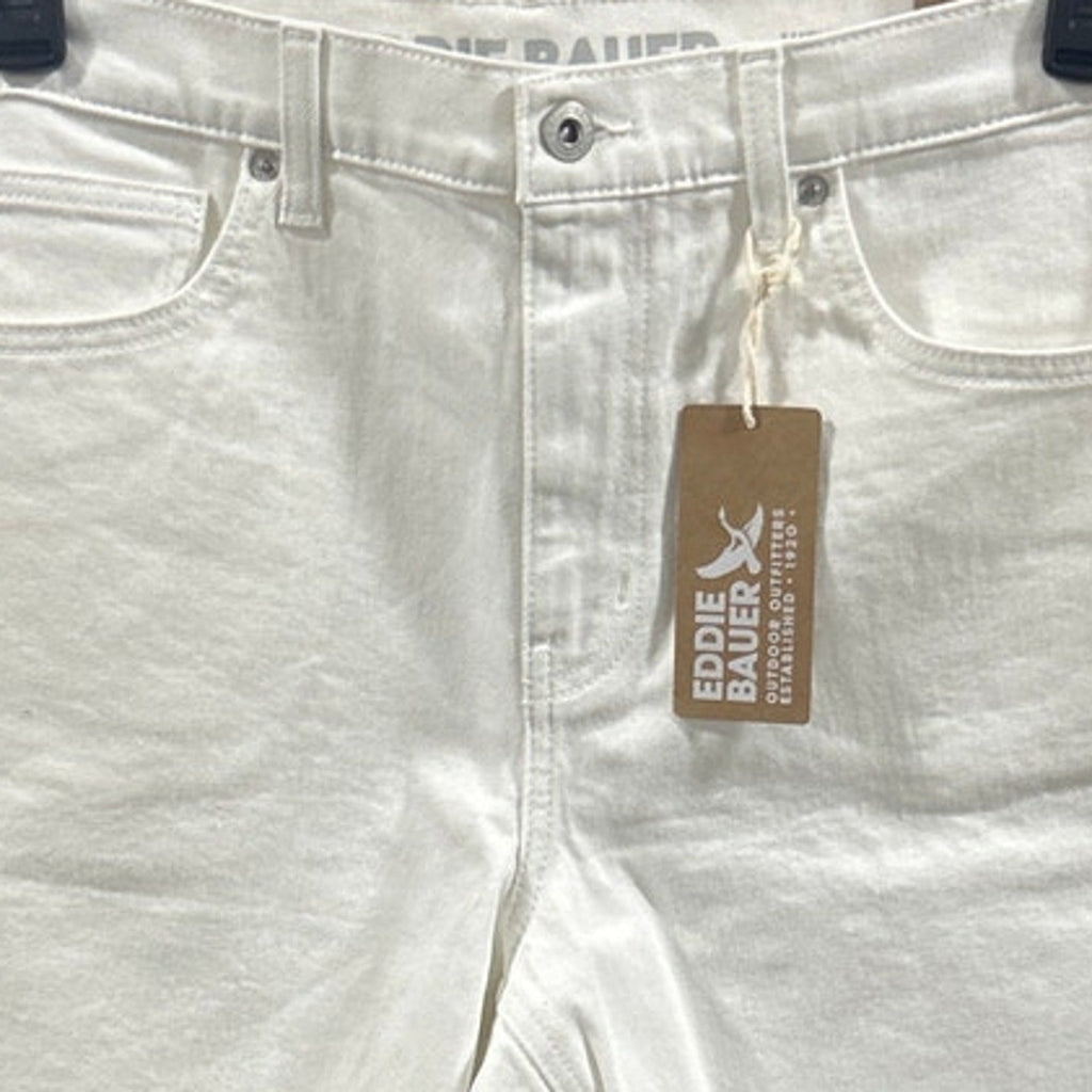 New Eddie Bauer Womens Size 8 White Stretch Cotton High Rise Cutoff Denim Shorts
