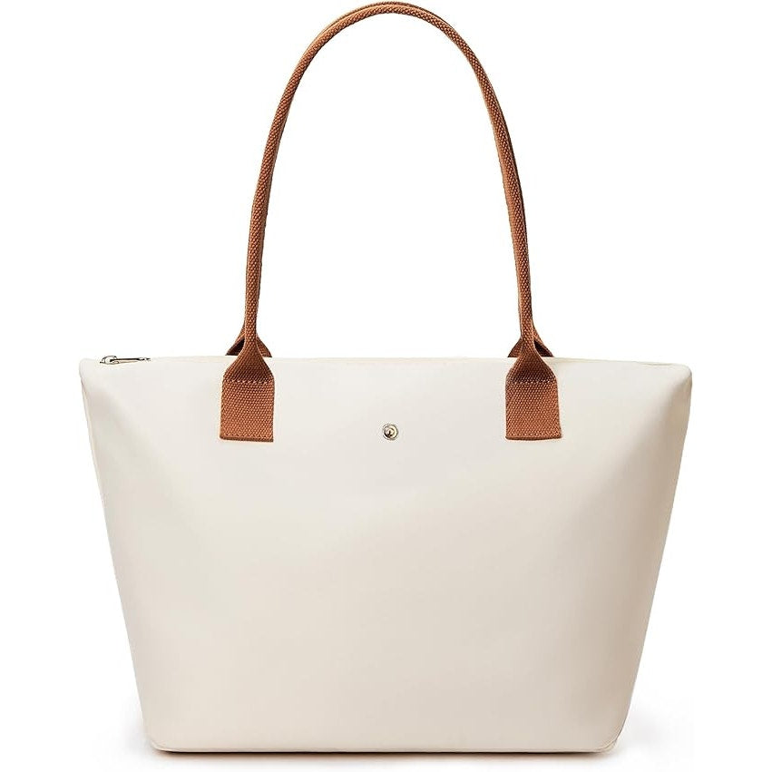 NWT New Kalidi Womens Beige Zipper Close Magnet Latch Tote Bag Handbag Purse