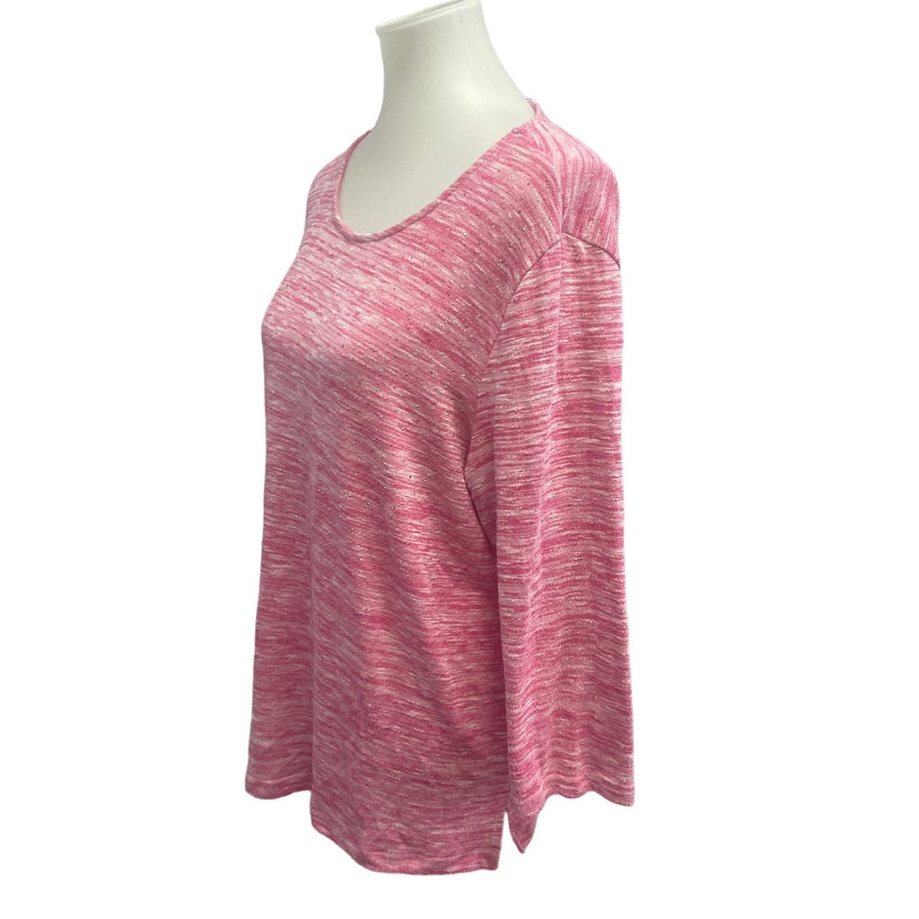Croft & Barrow Large Long Sleeve Sparkle Studded Rayon Blend Soft Top