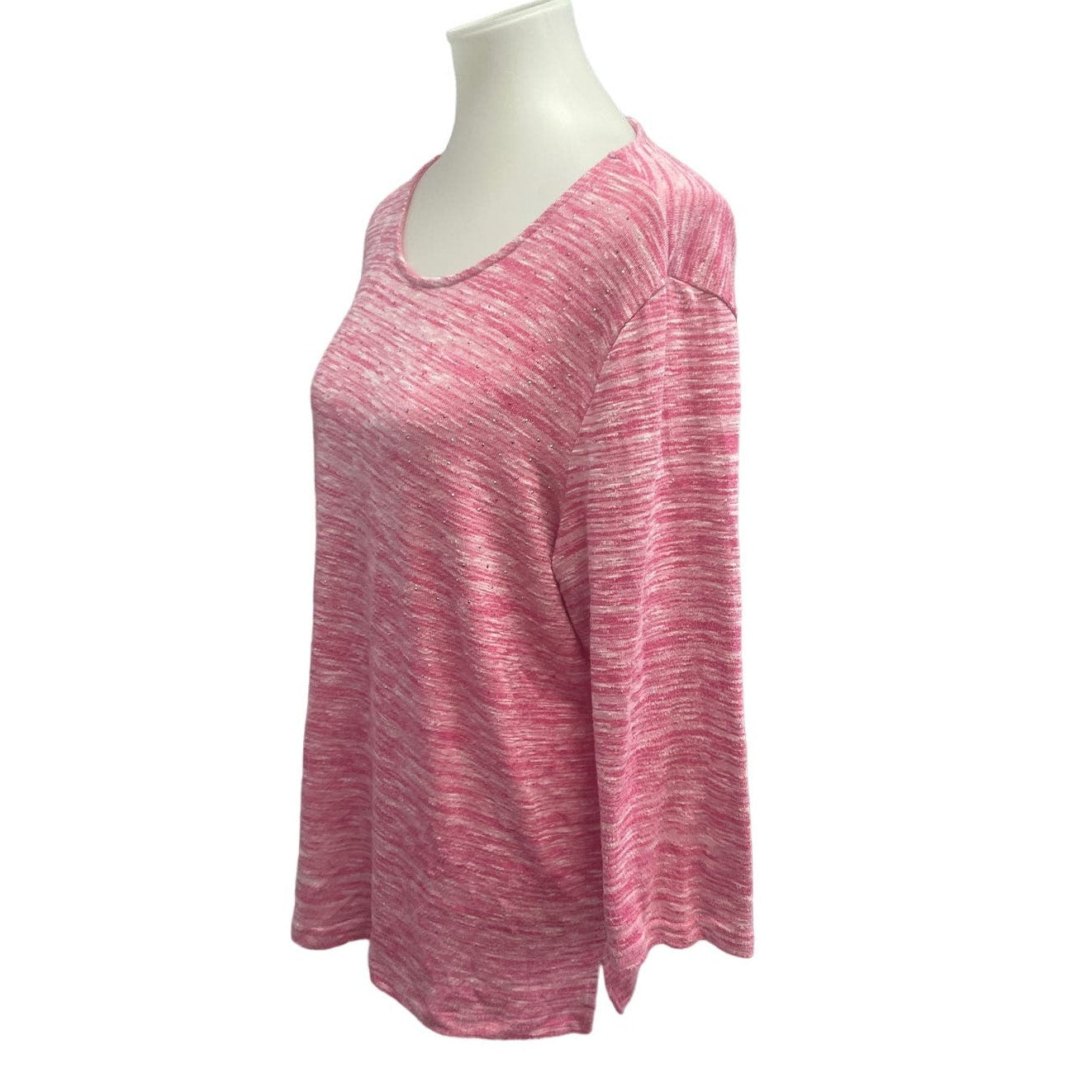 Croft & Barrow Large Long Sleeve Sparkle Studded Rayon Blend Soft Top