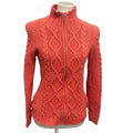 Lea & Nicole Womens Small Full Zip Long Sleeve High Neck Cabled Cardigan Sweater