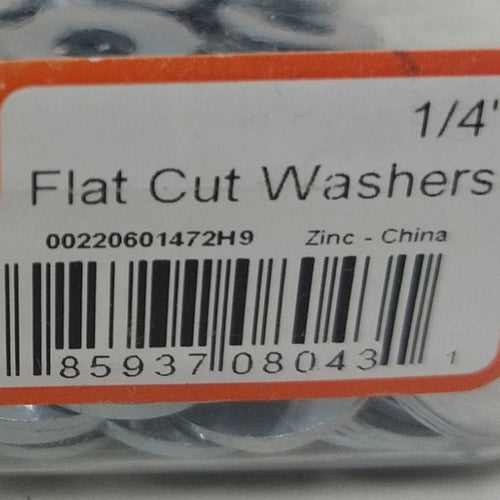 100 New Cully 40325J 1/4" Flat Cut Zinc Metal Washers - New In Package