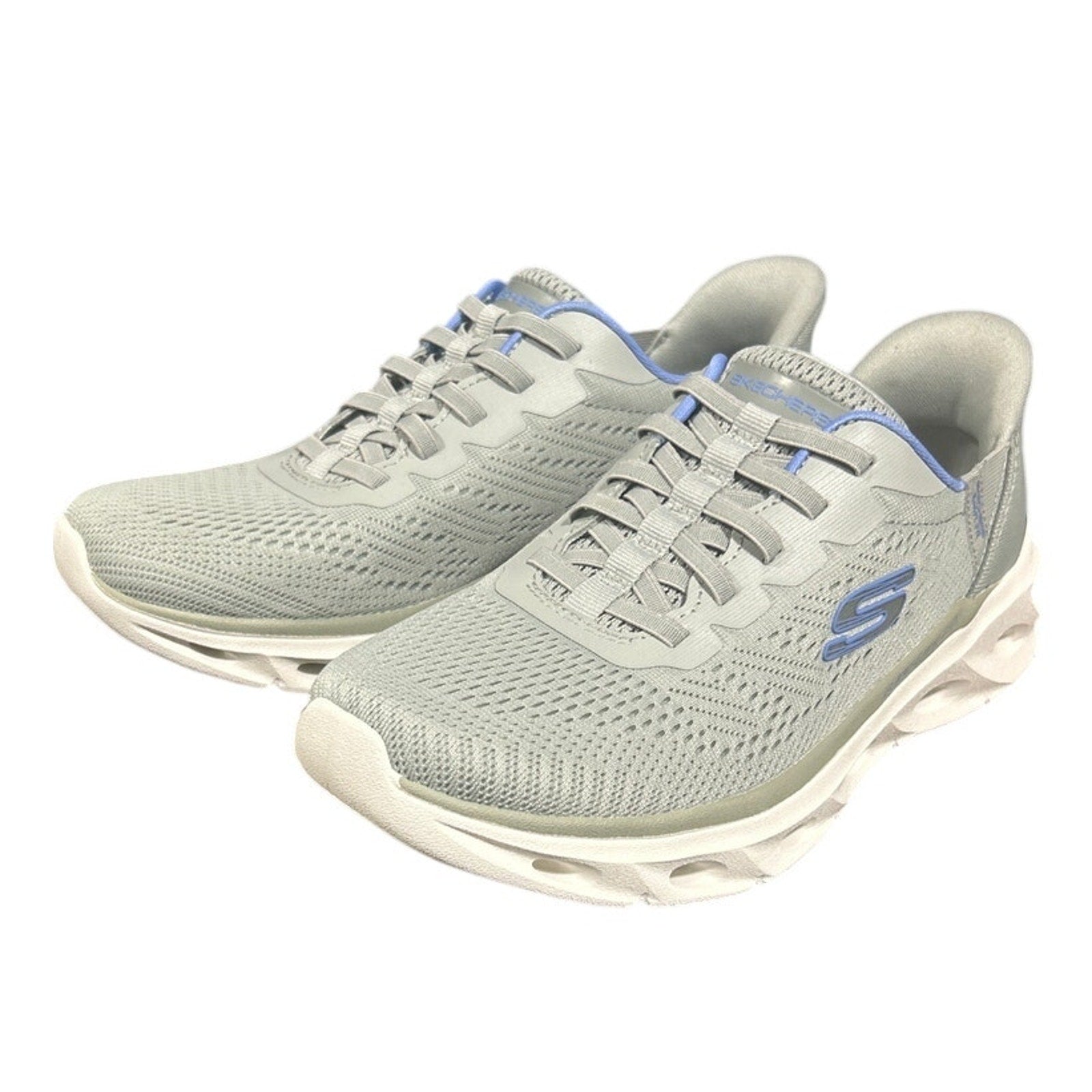 Skechers Womens Size 7 Gray Mesh Hands Free SwiftFit Slide In Athletic Shoes