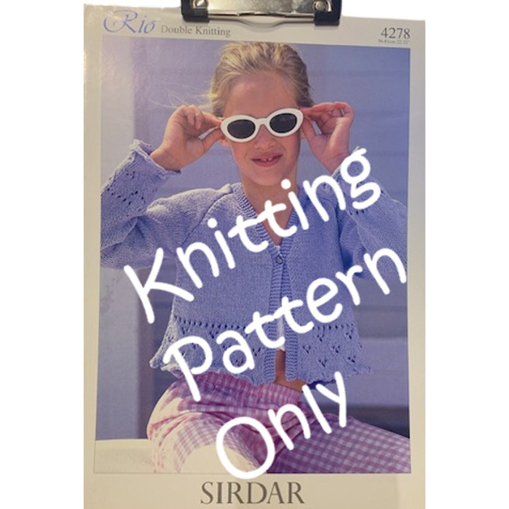 New Sirdar 4278 Rio Girls Cropped Cardigan Sweater Double Knitting Pattern