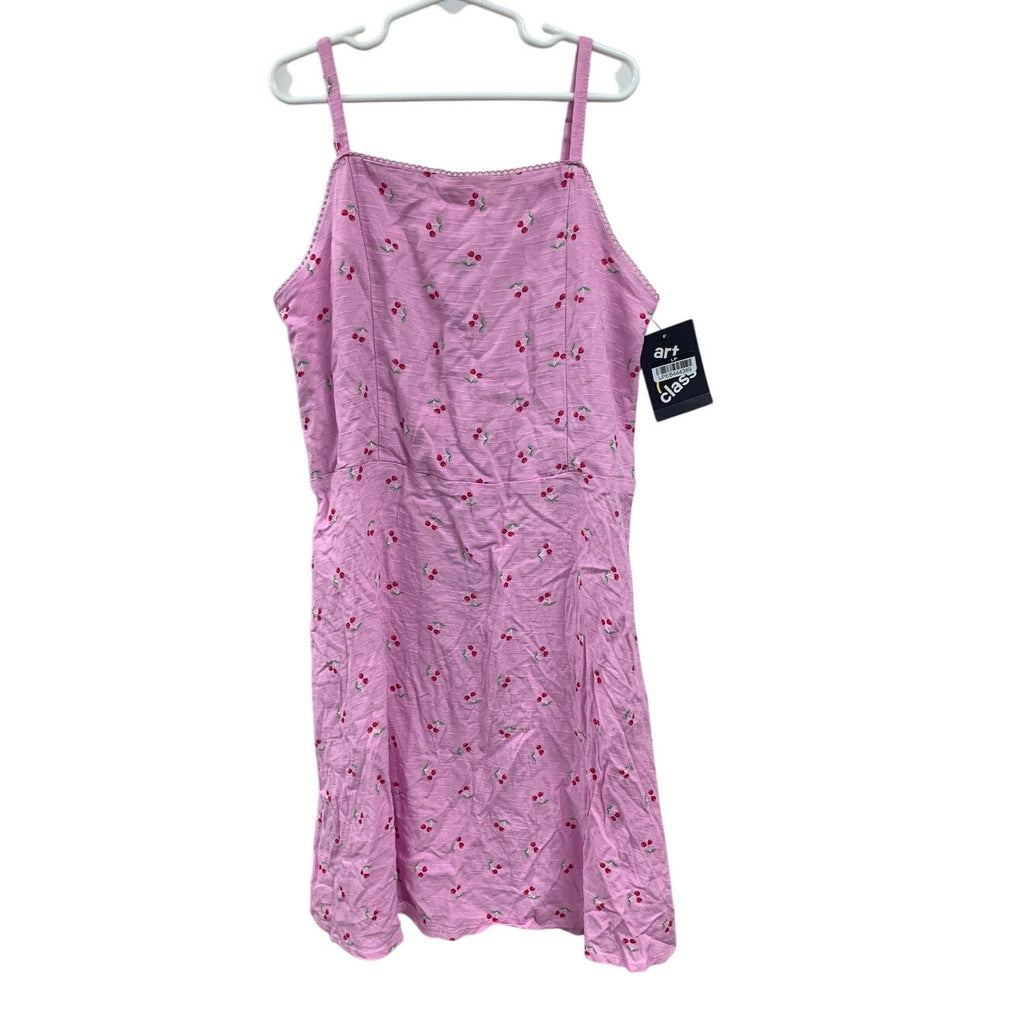 New Art Class Girls XL (14) Cherry Thin Strap Back Zip Scalloped Edge Dress