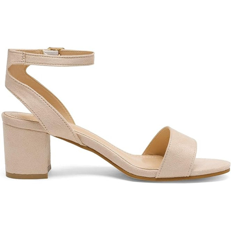 New Dream Pairs Womens 8.5 Tan Cloth Open Toe 2.75" Block Heel Sandal Shoes