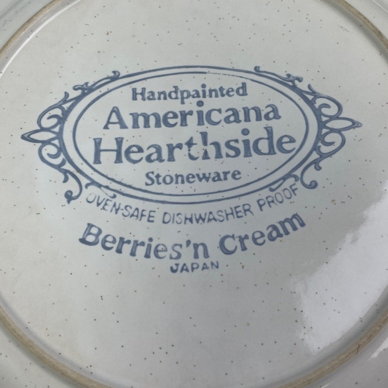 Set of 4 Vintage Handpainted Americana Hearthside Stoneware Berries N Cream