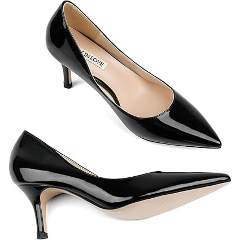 Joy In Love Womens Size 10.5 Black Patent Leather Pointy Toe 3" Heel Pumps Shoes