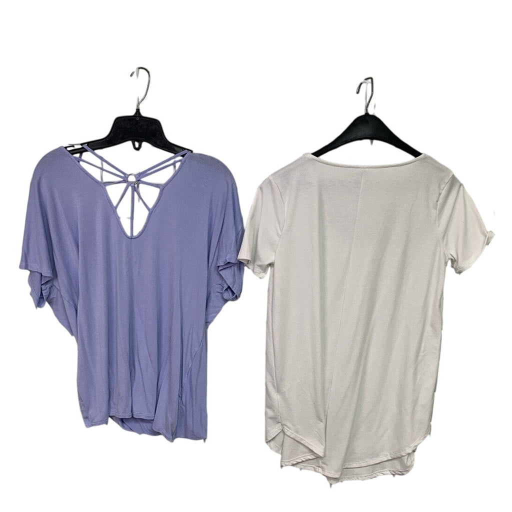 Lot of 2 Maurices Zenana Womens Medium Short Sleeve Lace Design Shirts