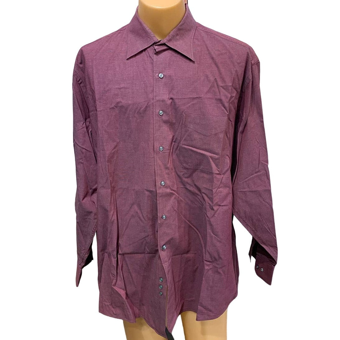 Tommy Hilfiger Mens XL 17.5 Long Sleeve 34/35 Wine Casual Button Down Shirt