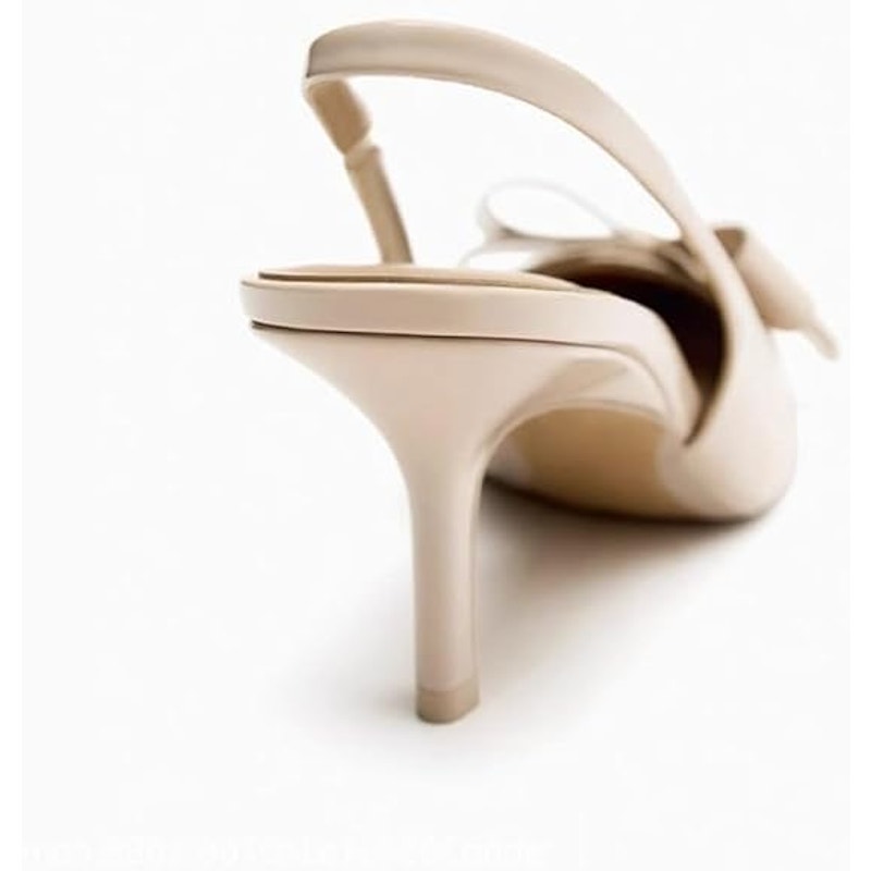 Kluolandi Womens Size 7.5 Nude 3.5" Heel Bow Knot Pointed Closed Toe Shoes